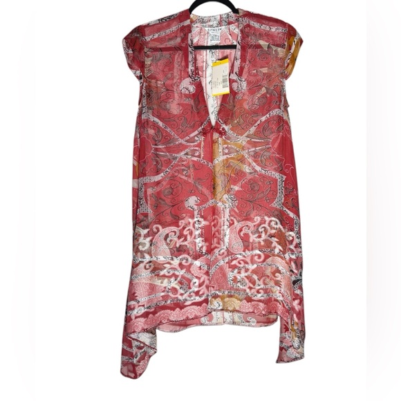 Citron Tops - Citron Santa Monica Silk Tunic Cover Up Paisley Womens Medium Summer Resort NWT